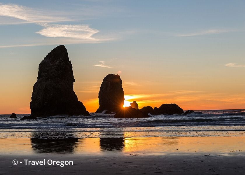Haystack Rock, Cannon Beach at sunset