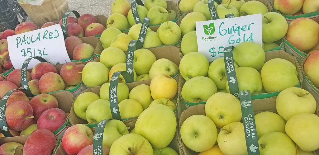 Pile of apples at at market