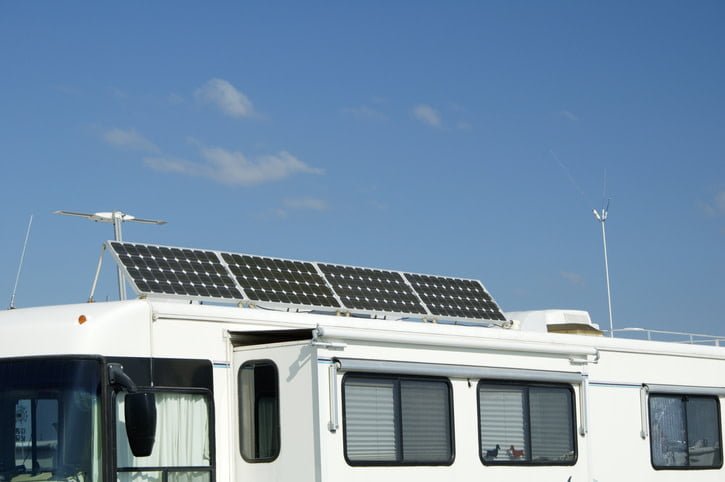 Solar panels on top of a trailer