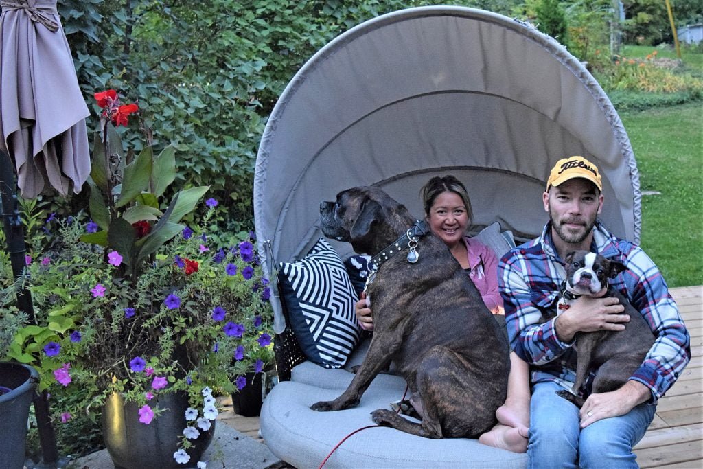 Couple with their dogs