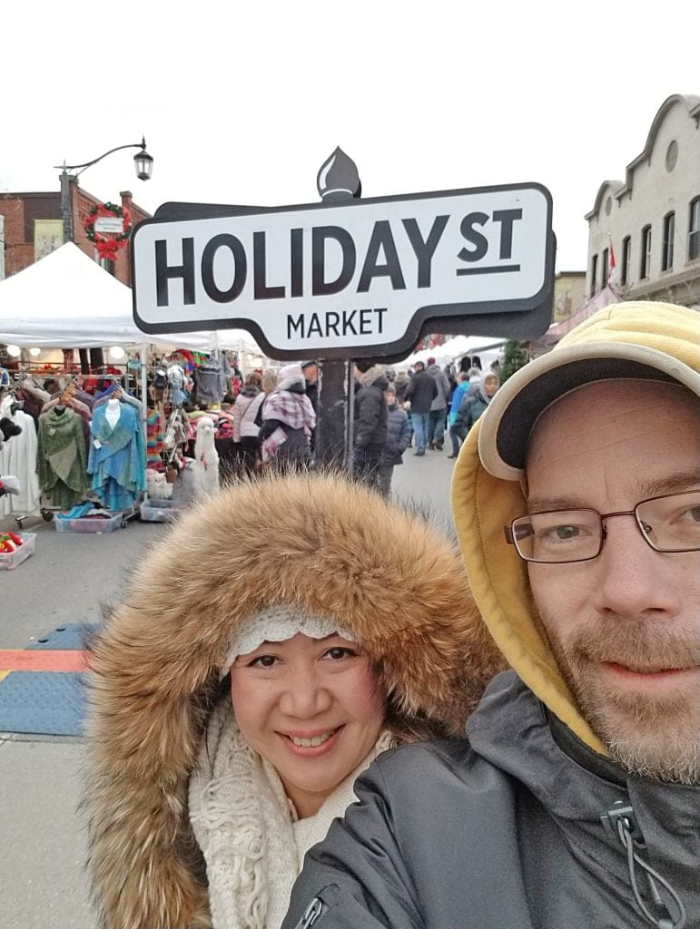 Couple in a Christmas market