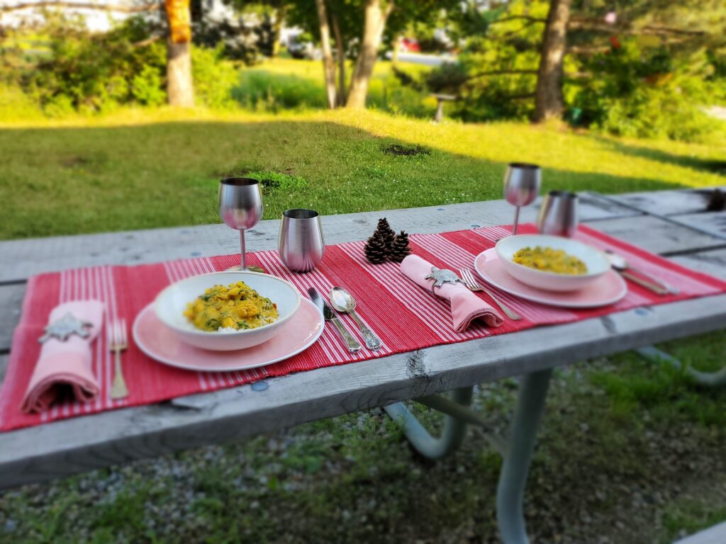 Table set outdoors
