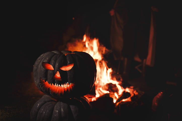 Halloween Pumpkin on campfire