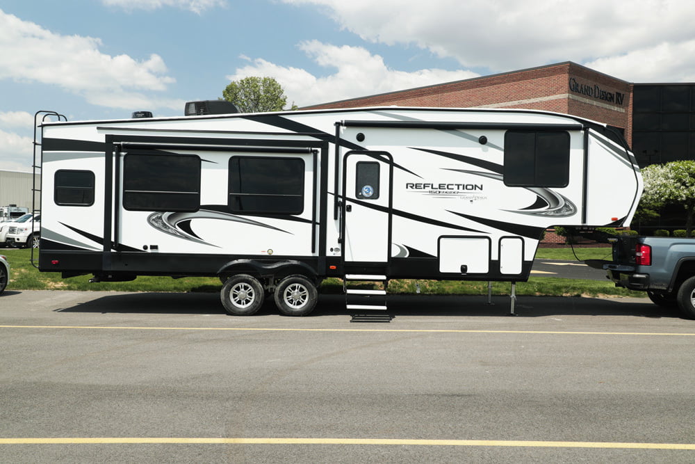 Exterior view of Grand Designs Reflection 150 Series RV. 