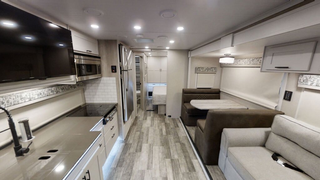 Interior view of the 2022 Dynamax Europa RV.