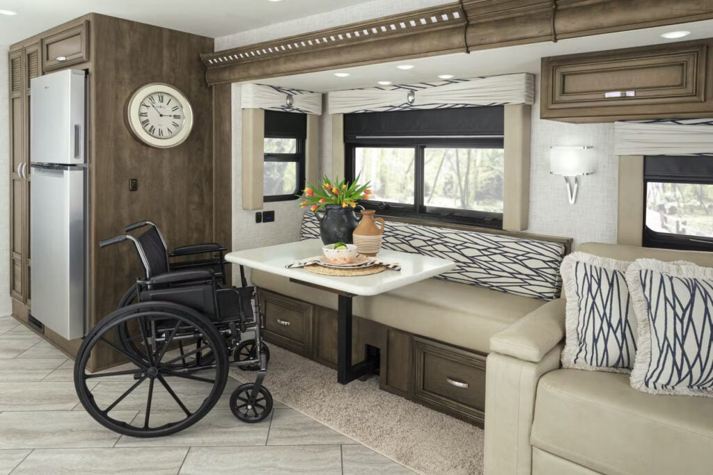 Inside the accessible Bay Star Mobility RV.
