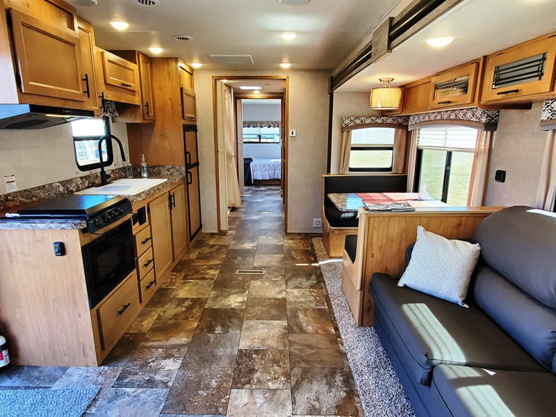 Interior view of the accessible Harbor View RV. 