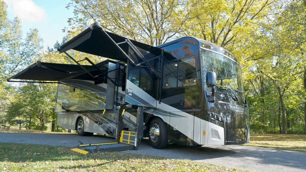 Exterior view of the accessible Winnebago Inspire 34AE.