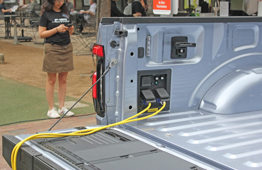 Testing the Ford F-150 Lightning power outlets.