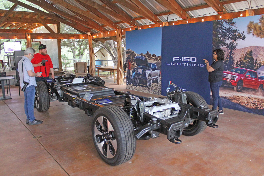 The frame of a Ford F-150 Lightning.