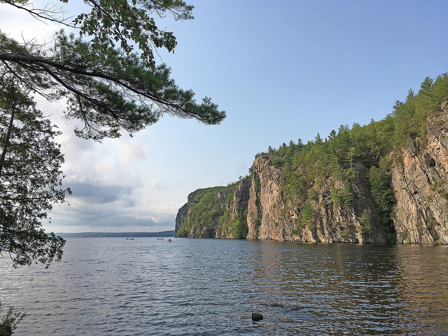 A lakeside view from the bottom of Mazinaw Rock in the Ottawa valley.