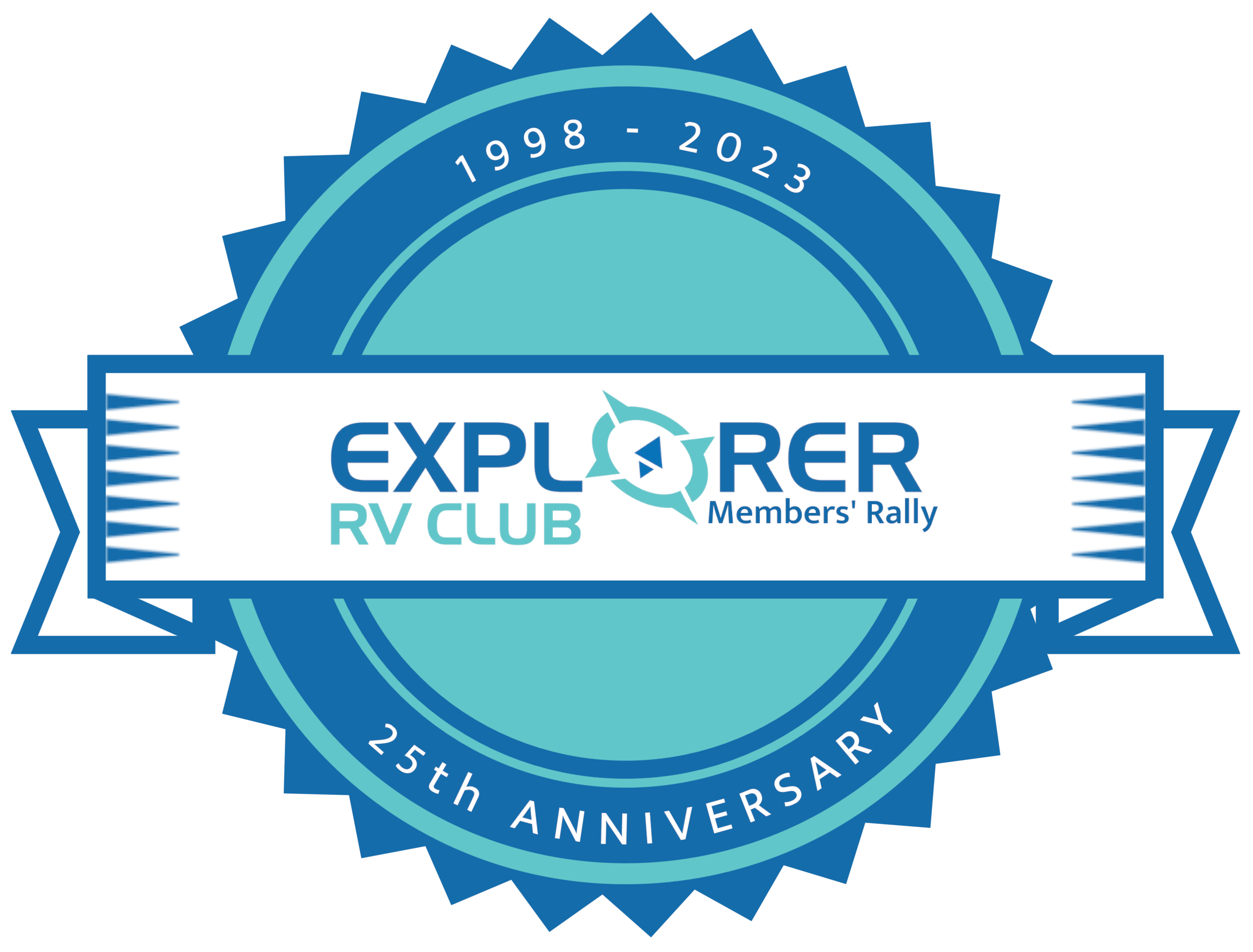 Explorer RV Club 25th Anniversary badge, 1998-2023