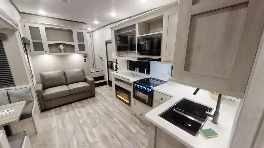 Interior view of the Forest River Wildcat ONE 28BH trailer.