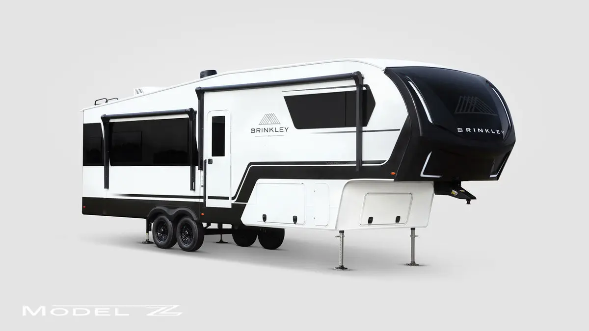 Exterior look at the Brinkley Model Z fifth-wheel trailer.
