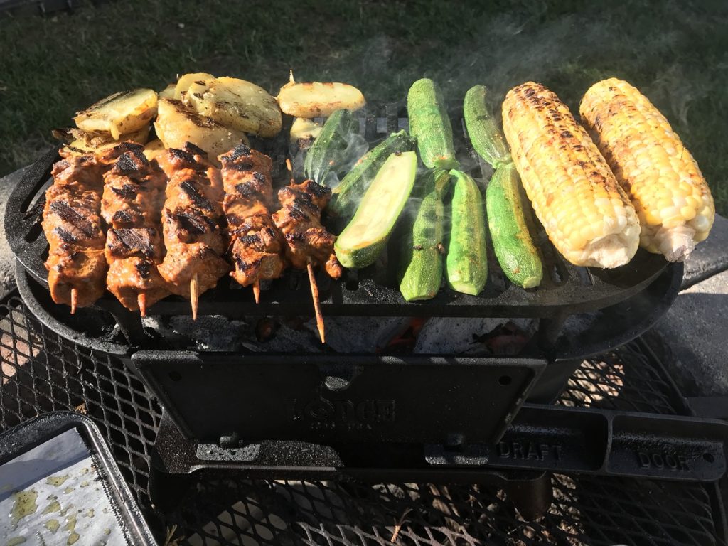 The whole dinner can be cooked on the Sportsman’s Grill.
