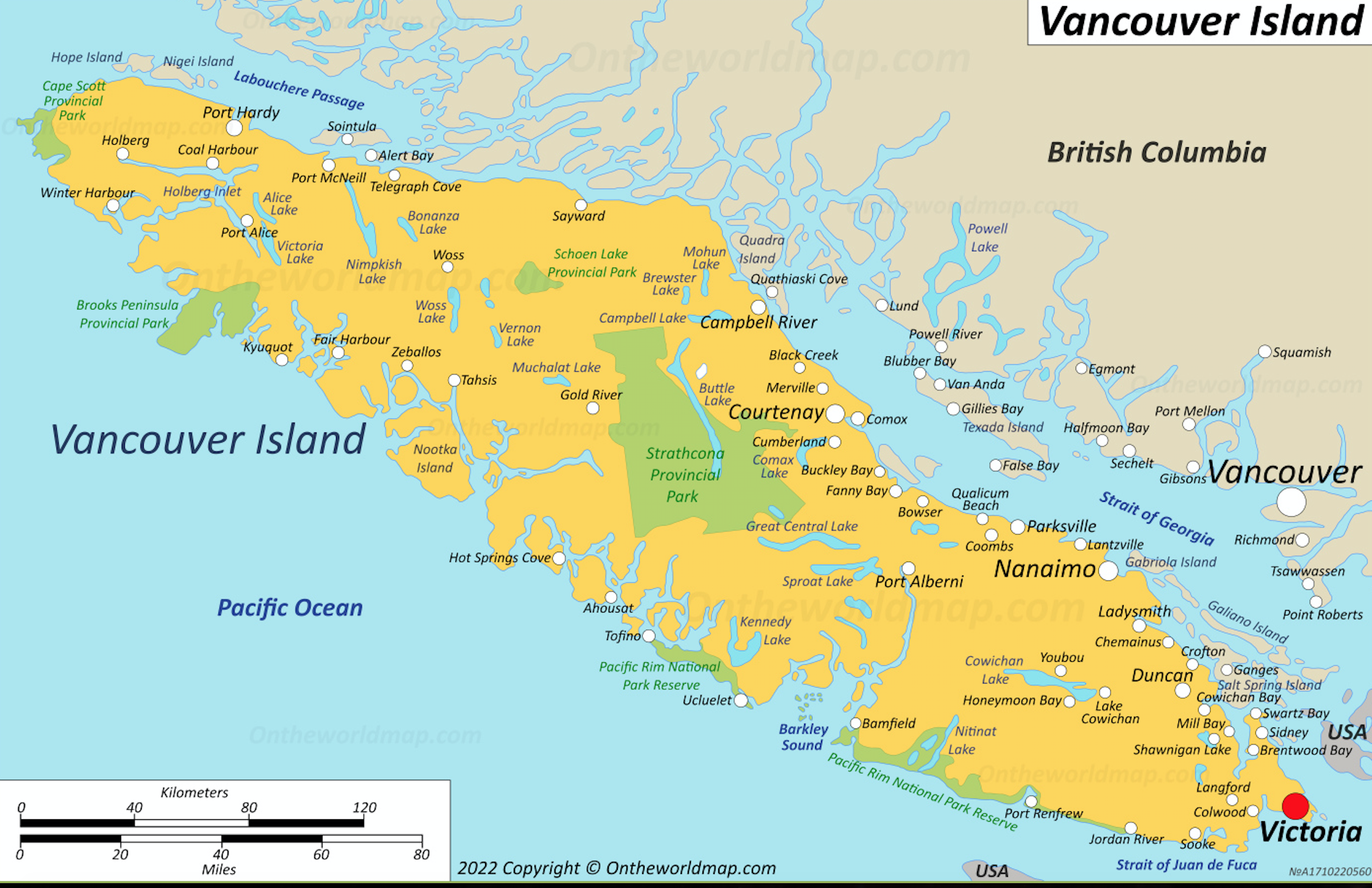 A map of Vancouver Island