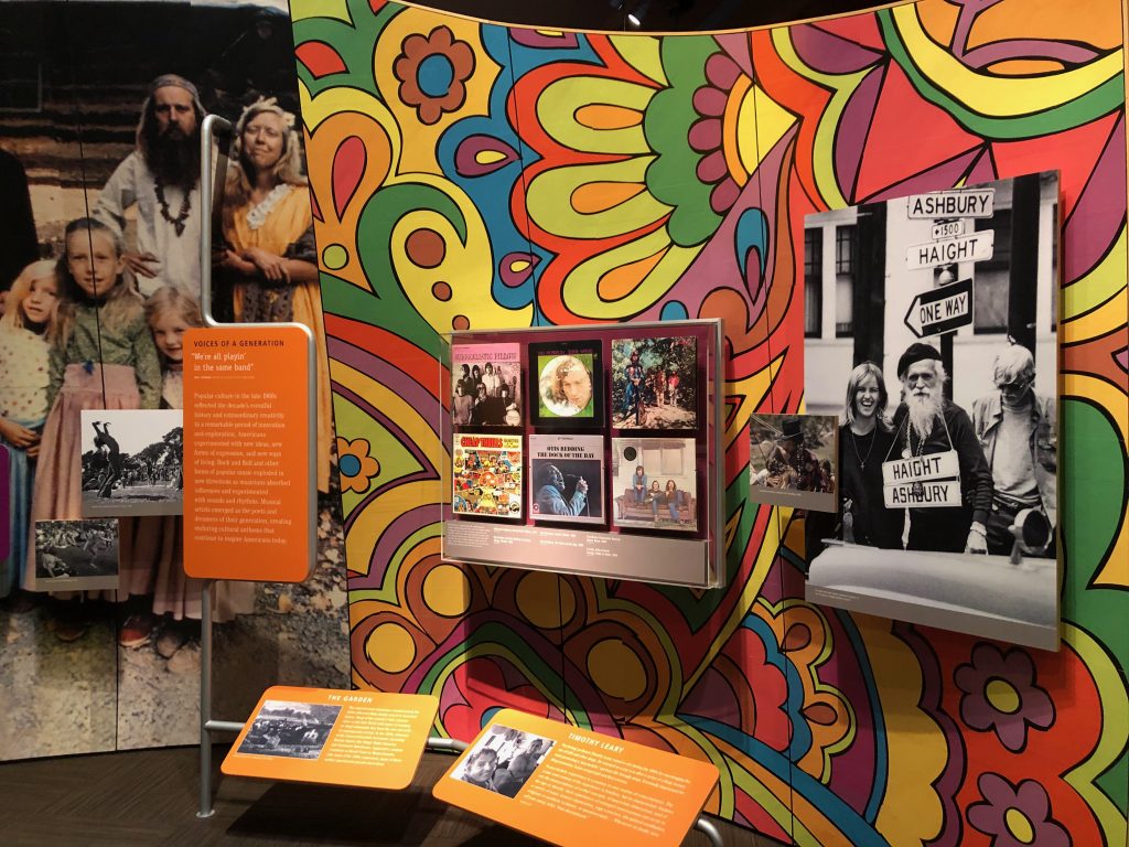 The colourful displays inside the Museum at Bethel Woods – dedicated to Woodstock