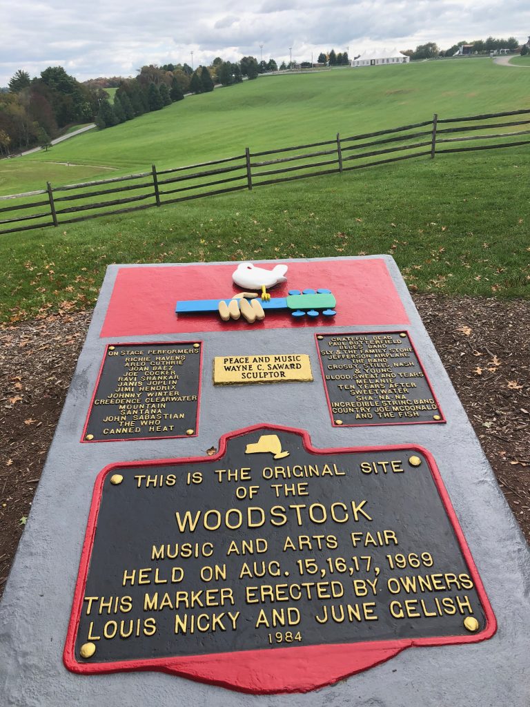 Close up of the plaque marking the actual spot where the Woodstock Fair took place.