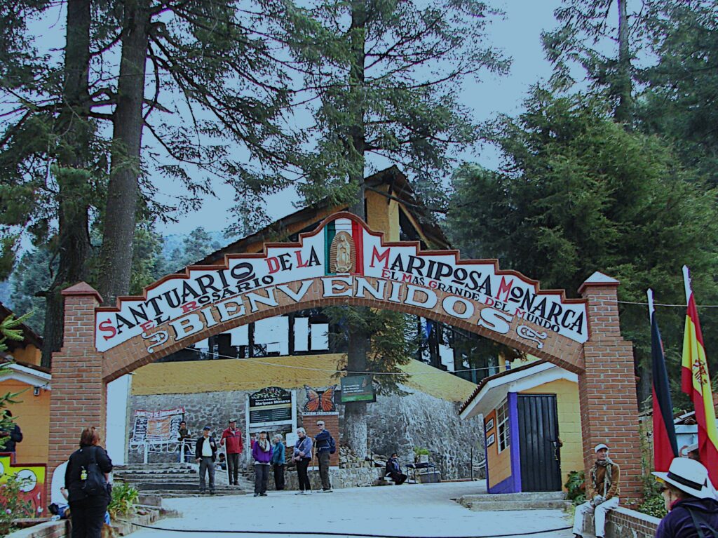 Entrance to the Monarch Sanctuary in El Rosario, Mexico