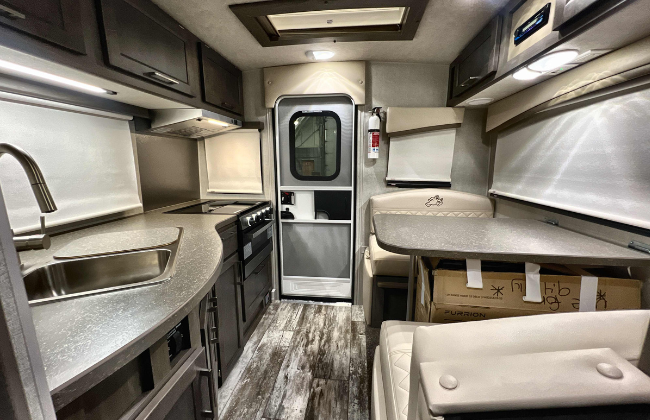The interior kitchen for the bigfoot truck camper.