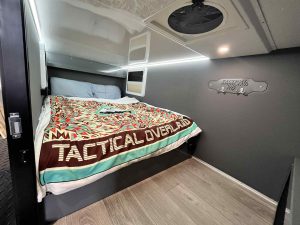 The bedroom in the Tactical Overland Trailer