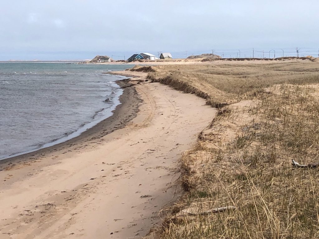 A long stretch of beach at the Magdalen Islands.