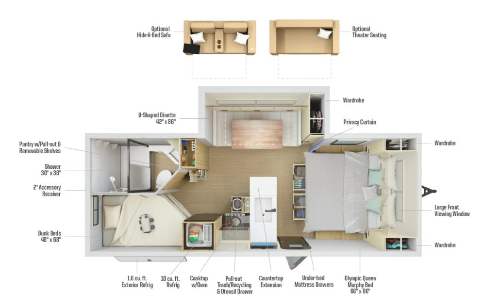 Floor plan for the 2026 Winnebago thrive