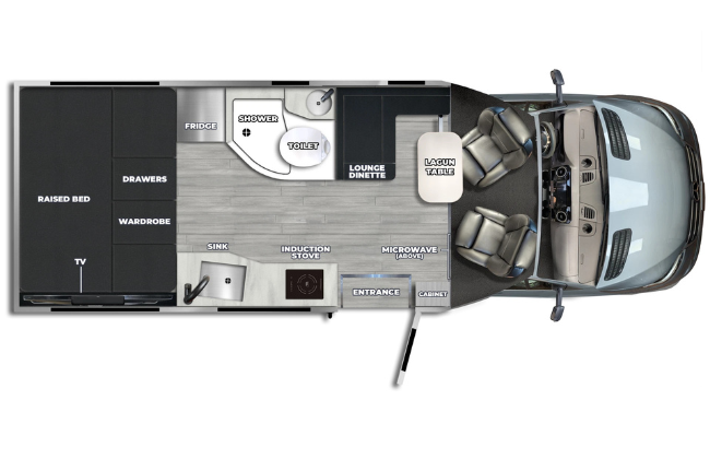 Floorplan for the 2026 Pleasure-Way Plateau XLRB.